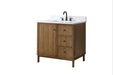 36" Freestanding Bathroom Vanity with Milano Mist Engineered Stone Countertop, Integrated Ceramic Sink, Hidden Power & USB Charging Station and Hair Dryer Storage - HomeBeyond