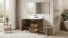 36" Freestanding Bathroom Vanity with Milano Mist Engineered Stone Countertop, Integrated Ceramic Sink, Hidden Power & USB Charging Station and Hair Dryer Storage - HomeBeyond