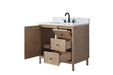 36" Freestanding Bathroom Vanity with Milano Mist Engineered Stone Countertop, Integrated Ceramic Sink, Hidden Power & USB Charging Station and Hair Dryer Storage - HomeBeyond