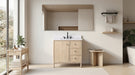 36" Freestanding Bathroom Vanity with Milano Mist Stone Top, Hidden Power Station, Hair Dryer Holder, USB Charging Shelf - HomeBeyond
