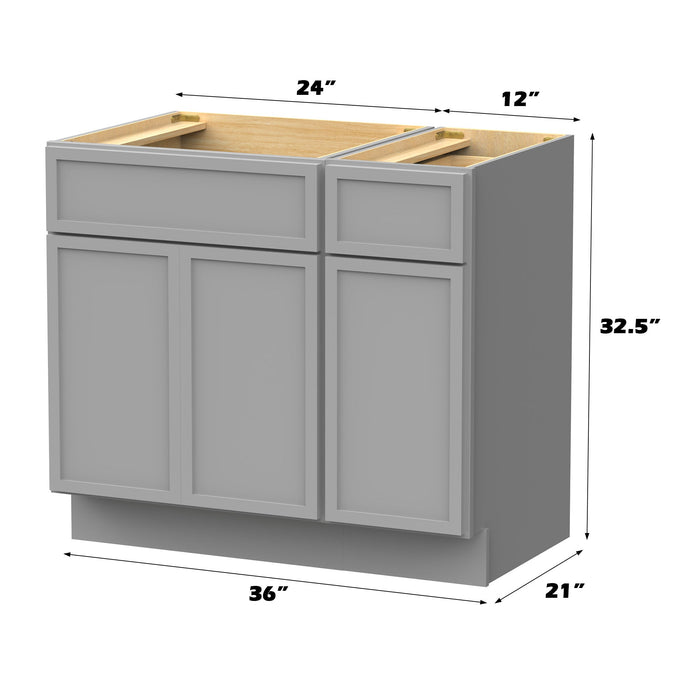 36" Modern Freestanding Birch & Plywood Bathroom Vanity Base Only – Shaker Style Storage Cabinet with 1 Drawer & 3 Soft-Closing Doors VA4124-121 - HomeBeyond