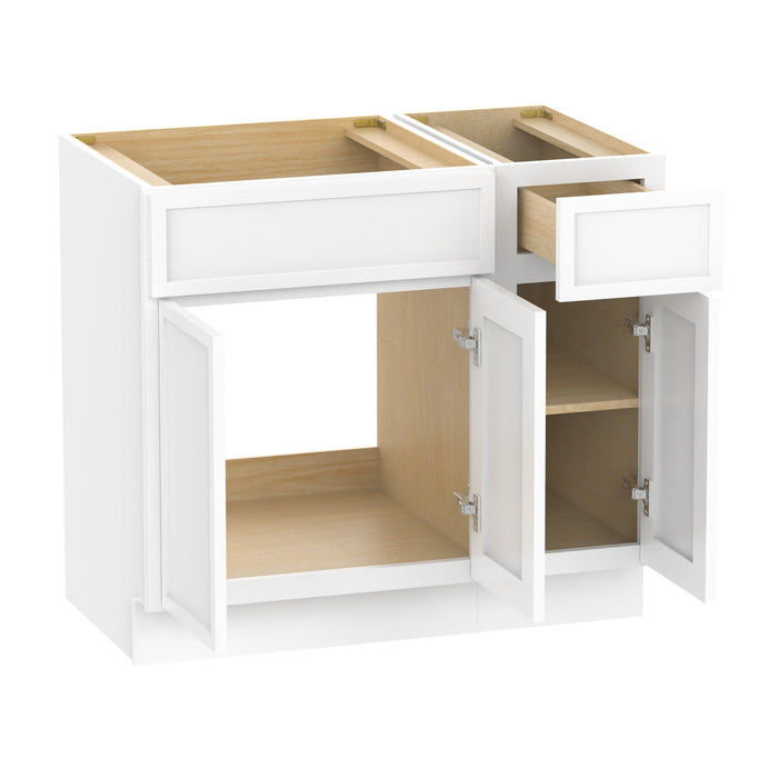 36" Modern Freestanding Birch & Plywood Bathroom Vanity Base Only – Shaker Style Storage Cabinet with 1 Drawer & 3 Soft-Closing Doors VA4124-121 - HomeBeyond