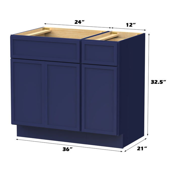 36" Modern Freestanding Birch & Plywood Bathroom Vanity Base Only – Shaker Style Storage Cabinet with 1 Drawer & 3 Soft-Closing Doors VA4124-121 - HomeBeyond