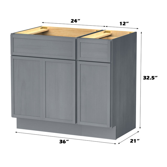 36" Modern Freestanding Birch & Plywood Bathroom Vanity Base Only – Shaker Style Storage Cabinet with 1 Drawer & 3 Soft-Closing Doors VA4124-121 - HomeBeyond
