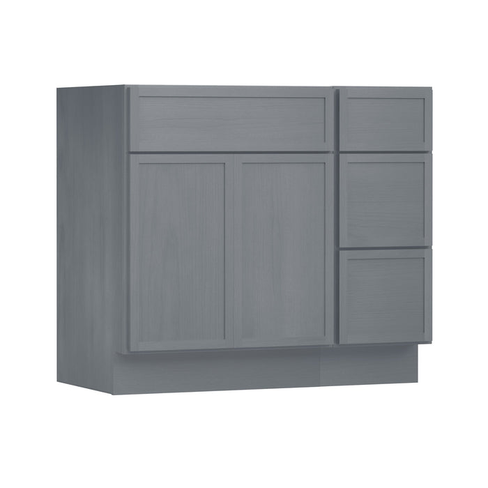 36" Modern Freestanding Birch & Plywood Bathroom Vanity Base Only – Shaker Style Storage Cabinet with 3 Drawers & 2 Soft-Closing Doors VA4124-123 - HomeBeyond