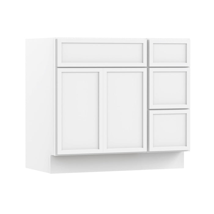 36" Modern Freestanding Birch & Plywood Bathroom Vanity Base Only – Shaker Style Storage Cabinet with 3 Drawers & 2 Soft-Closing Doors VA4124-123 - HomeBeyond