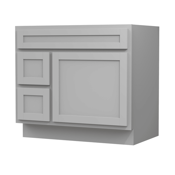 36" Modern Freestanding Oak Plywood Bathroom Vanity Base Only – Shaker Style Storage Cabinet with 2 Extension Drawers & Single Louvered Door VA40362L - HomeBeyond