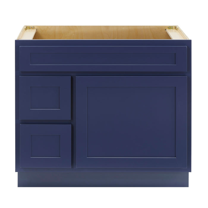 36" Modern Freestanding Oak Plywood Bathroom Vanity Base Only – Shaker Style Storage Cabinet with 2 Extension Drawers & Single Louvered Door VA40362L - HomeBeyond
