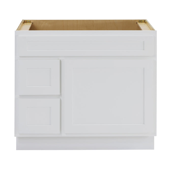 36" Modern Freestanding Oak Plywood Bathroom Vanity Base Only – Shaker Style Storage Cabinet with 2 Extension Drawers & Single Louvered Door VA40362L - HomeBeyond