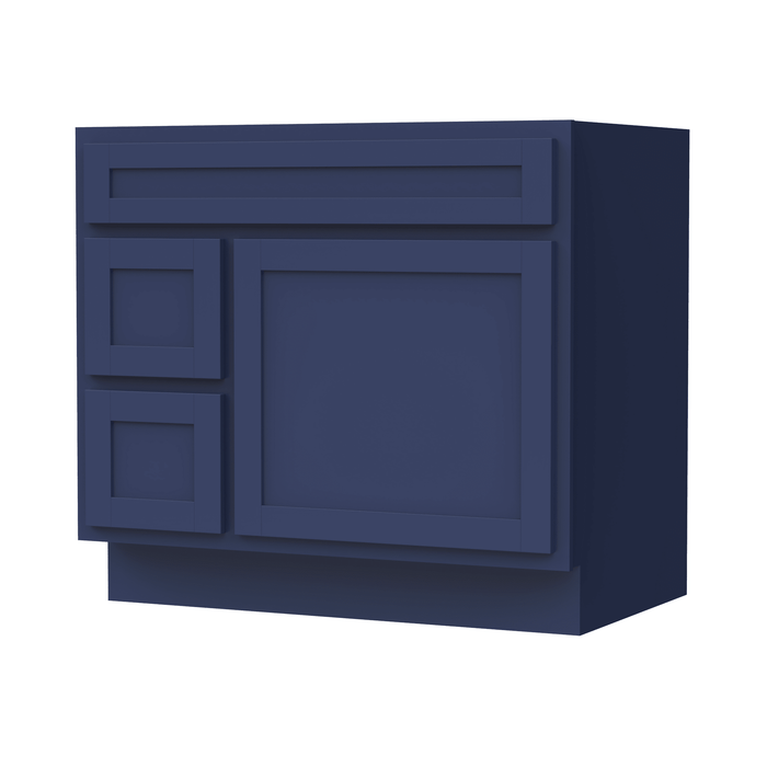 36" Modern Freestanding Oak Plywood Bathroom Vanity Base Only – Shaker Style Storage Cabinet with 2 Extension Drawers & Single Louvered Door VA40362L - HomeBeyond