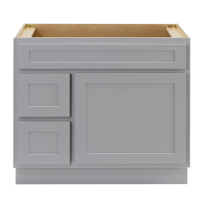 36" Modern Freestanding Oak Plywood Bathroom Vanity Base Only – Shaker Style Storage Cabinet with 2 Extension Drawers & Single Louvered Door VA40362L - HomeBeyond