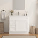 36" Modern Freestanding Oak Plywood Bathroom Vanity Base Only – Shaker Style Storage Cabinet with 2 Extension Drawers & Single Louvered Door VA40362L - HomeBeyond