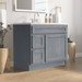 36" Modern Freestanding Oak Plywood Bathroom Vanity Base Only – Shaker Style Storage Cabinet with 2 Extension Drawers & Single Louvered Door VA40362L - HomeBeyond