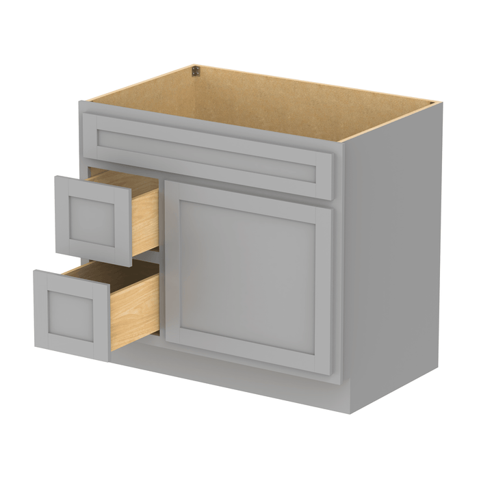 36" Modern Freestanding Oak Plywood Bathroom Vanity Base Only – Shaker Style Storage Cabinet with 2 Extension Drawers & Single Louvered Door VA40362L - HomeBeyond