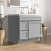 36" Modern Freestanding Oak Plywood Bathroom Vanity Base Only – Shaker Style Storage Cabinet with 2 Extension Drawers & Single Louvered Door VA40362L - HomeBeyond