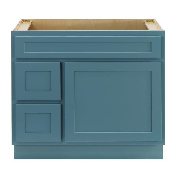 36" Modern Freestanding Oak Plywood Bathroom Vanity Base Only – Shaker Style Storage Cabinet with 2 Extension Drawers & Single Louvered Door VA40362L - HomeBeyond