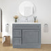 36" Modern Freestanding Oak Plywood Bathroom Vanity Base Only – Shaker Style Storage Cabinet with 2 Extension Drawers & Single Louvered Door VA40362L - HomeBeyond