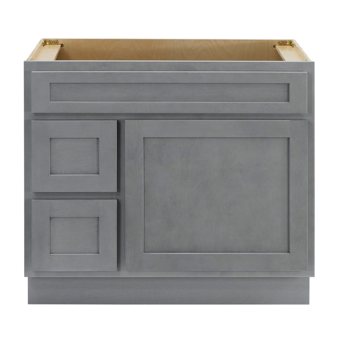36" Modern Freestanding Oak Plywood Bathroom Vanity Base Only – Shaker Style Storage Cabinet with 2 Extension Drawers & Single Louvered Door VA40362L - HomeBeyond