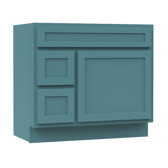 36" Modern Freestanding Oak Plywood Bathroom Vanity Base Only – Shaker Style Storage Cabinet with 2 Extension Drawers & Single Louvered Door VA40362L - HomeBeyond