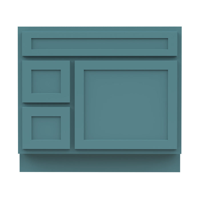 36" Modern Freestanding Oak Plywood Bathroom Vanity Base Only – Shaker Style Storage Cabinet with 2 Extension Drawers & Single Louvered Door VA40362L - HomeBeyond