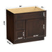 36" Modern Freestanding Oak Plywood Bathroom Vanity Base Only – Shaker Style Storage Cabinet with 2 Extension Drawers & Single Louvered Door VA40362L - HomeBeyond