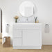 36" Modern Freestanding Oak Plywood Bathroom Vanity Base Only – Shaker Style Storage Cabinet with 2 Extension Drawers & Single Louvered Door VA40362L - HomeBeyond