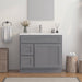 36" Modern Freestanding Oak Plywood Bathroom Vanity Base Only – Shaker Style Storage Cabinet with 2 Extension Drawers & Single Louvered Door VA40362L - HomeBeyond