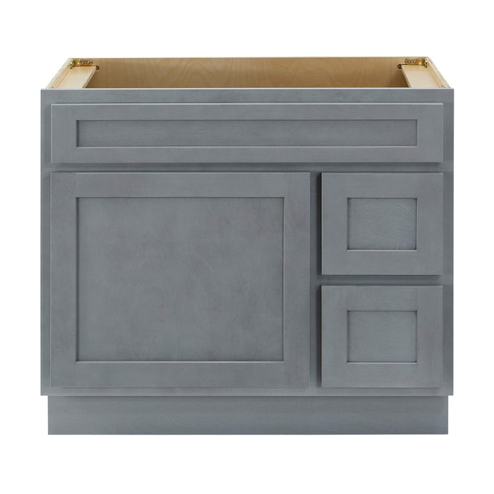 36" Modern Freestanding Oak Plywood Bathroom Vanity Base Only – Shaker Style Storage Cabinet with 2 Extension Drawers & Single Louvered Door VA40362R - HomeBeyond