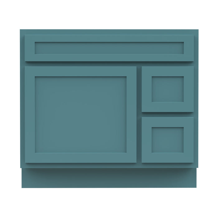 36" Modern Freestanding Oak Plywood Bathroom Vanity Base Only – Shaker Style Storage Cabinet with 2 Extension Drawers & Single Louvered Door VA40362R - HomeBeyond