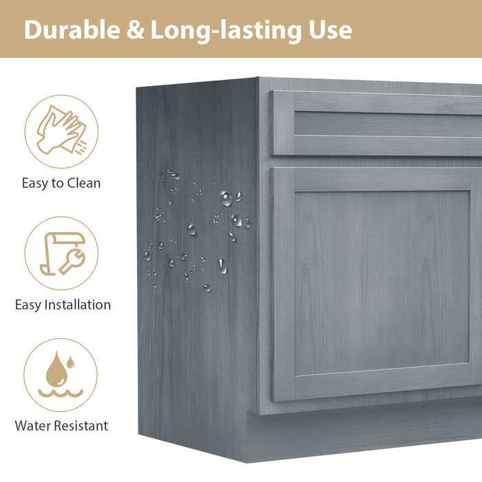 36" Modern Freestanding Oak Plywood Bathroom Vanity Base Only – Shaker Style Storage Cabinet with 2 Extension Drawers & Single Louvered Door VA40362R - HomeBeyond