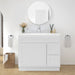 36" Modern Freestanding Oak Plywood Bathroom Vanity Base Only – Shaker Style Storage Cabinet with 2 Extension Drawers & Single Louvered Door VA40362R - HomeBeyond