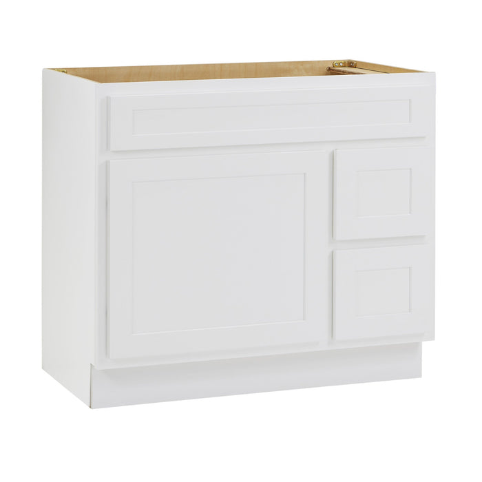 36" Modern Freestanding Oak Plywood Bathroom Vanity Base Only – Shaker Style Storage Cabinet with 2 Extension Drawers & Single Louvered Door VA40362R - HomeBeyond