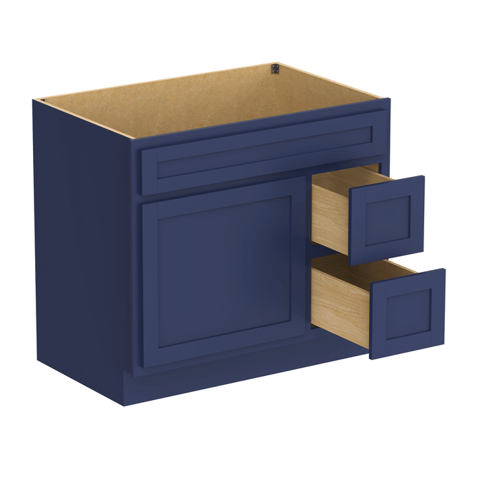 36" Modern Freestanding Oak Plywood Bathroom Vanity Base Only – Shaker Style Storage Cabinet with 2 Extension Drawers & Single Louvered Door VA40362R - HomeBeyond