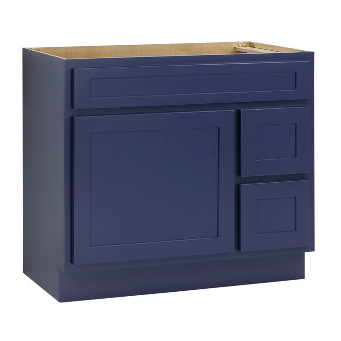36" Modern Freestanding Oak Plywood Bathroom Vanity Base Only – Shaker Style Storage Cabinet with 2 Extension Drawers & Single Louvered Door VA40362R - HomeBeyond