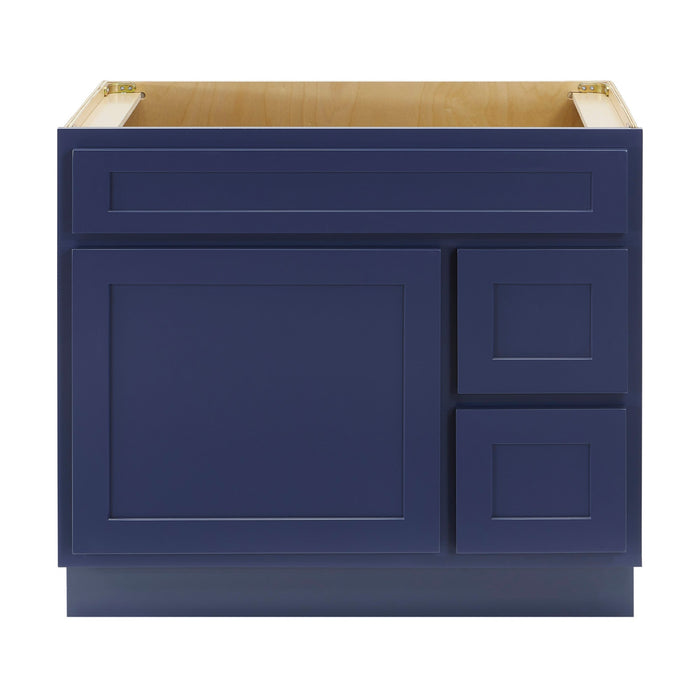 36" Modern Freestanding Oak Plywood Bathroom Vanity Base Only – Shaker Style Storage Cabinet with 2 Extension Drawers & Single Louvered Door VA40362R - HomeBeyond