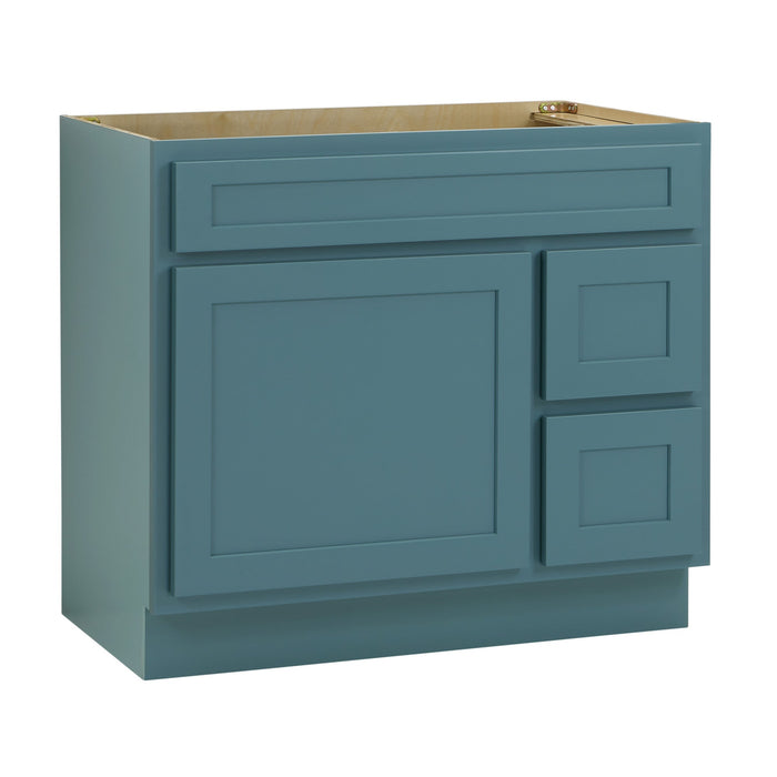 36" Modern Freestanding Oak Plywood Bathroom Vanity Base Only – Shaker Style Storage Cabinet with 2 Extension Drawers & Single Louvered Door VA40362R - HomeBeyond
