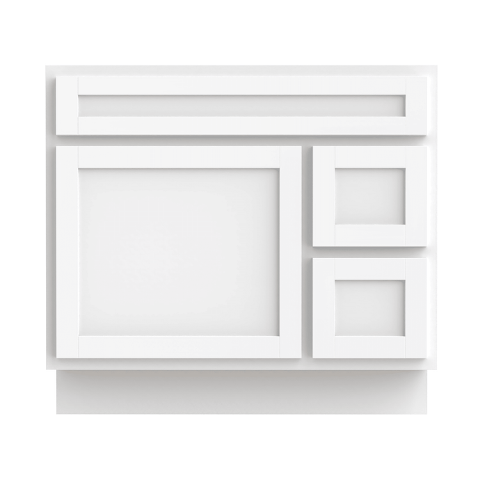 36" Modern Freestanding Oak Plywood Bathroom Vanity Base Only – Shaker Style Storage Cabinet with 2 Extension Drawers & Single Louvered Door VA40362R - HomeBeyond