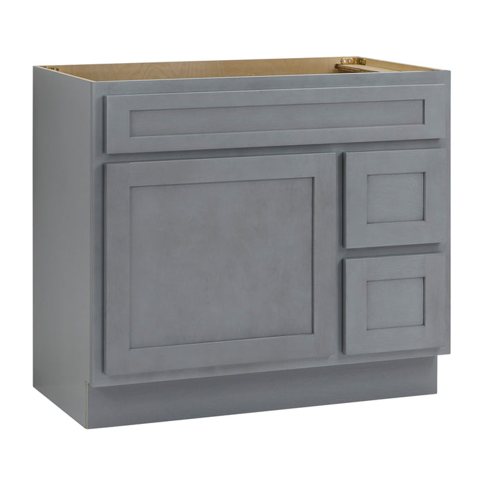 36" Modern Freestanding Oak Plywood Bathroom Vanity Base Only – Shaker Style Storage Cabinet with 2 Extension Drawers & Single Louvered Door VA40362R - HomeBeyond