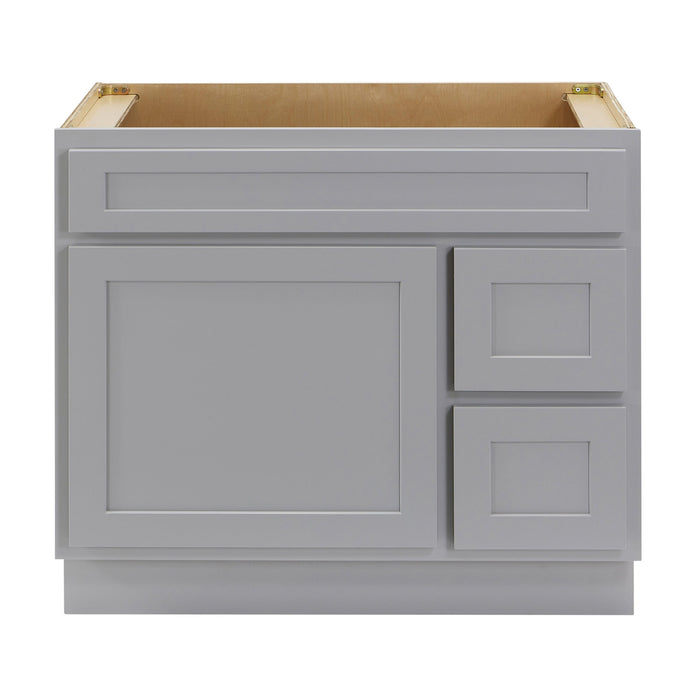 36" Modern Freestanding Oak Plywood Bathroom Vanity Base Only – Shaker Style Storage Cabinet with 2 Extension Drawers & Single Louvered Door VA40362R - HomeBeyond