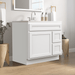 36" Modern Freestanding Oak Plywood Bathroom Vanity Base Only – Shaker Style Storage Cabinet with 2 Extension Drawers & Single Louvered Door VA40362R - HomeBeyond