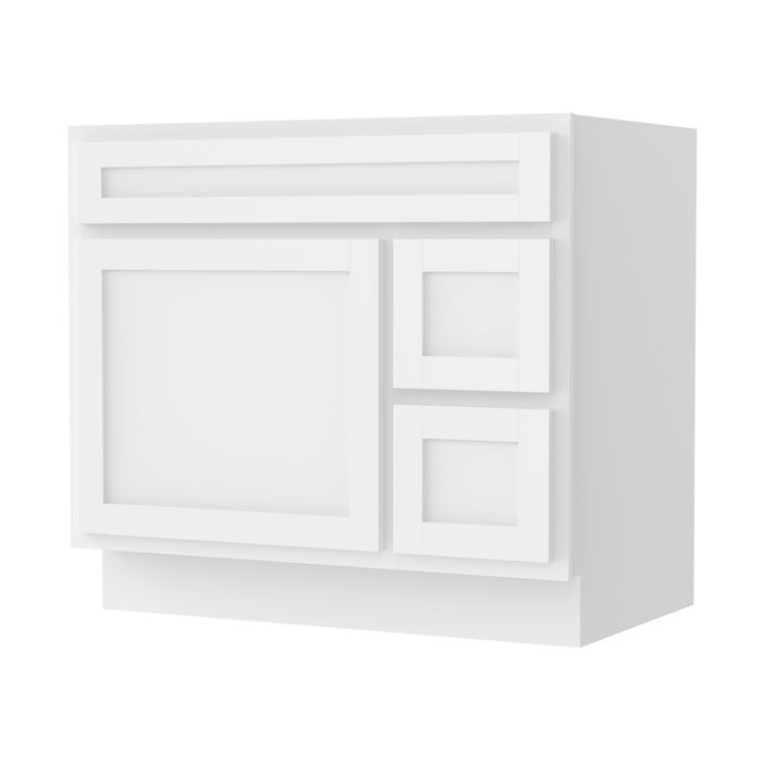 36" Modern Freestanding Oak Plywood Bathroom Vanity Base Only – Shaker Style Storage Cabinet with 2 Extension Drawers & Single Louvered Door VA40362R - HomeBeyond