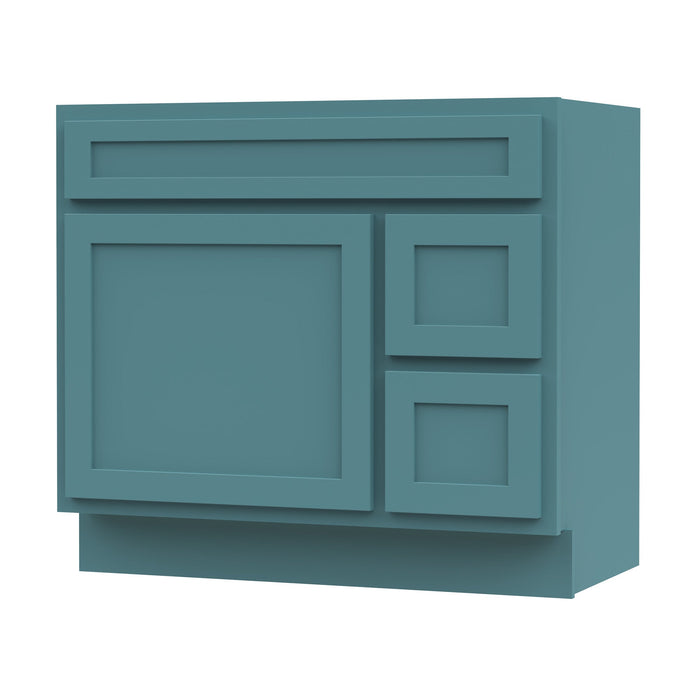 36" Modern Freestanding Oak Plywood Bathroom Vanity Base Only – Shaker Style Storage Cabinet with 2 Extension Drawers & Single Louvered Door VA40362R - HomeBeyond