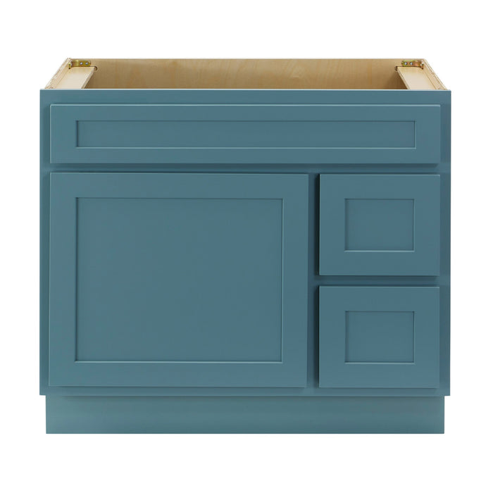 36" Modern Freestanding Oak Plywood Bathroom Vanity Base Only – Shaker Style Storage Cabinet with 2 Extension Drawers & Single Louvered Door VA40362R - HomeBeyond