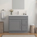 36" Modern Freestanding Oak Plywood Bathroom Vanity Base Only – Shaker Style Storage Cabinet with 2 Extension Drawers & Single Louvered Door VA40362R - HomeBeyond