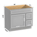 36" Modern Freestanding Oak Plywood Bathroom Vanity Base Only – Shaker Style Storage Cabinet with 2 Extension Drawers & Single Louvered Door VA40362R - HomeBeyond