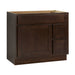 36" Modern Freestanding Oak Plywood Bathroom Vanity Base Only – Shaker Style Storage Cabinet with 2 Extension Drawers & Single Louvered Door VA40362R - HomeBeyond