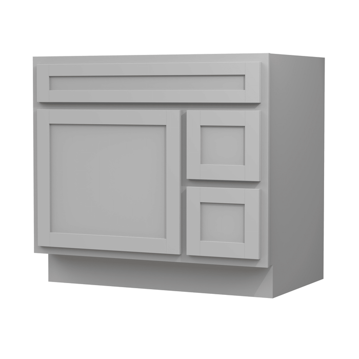 36" Modern Freestanding Oak Plywood Bathroom Vanity Base Only – Shaker Style Storage Cabinet with 2 Extension Drawers & Single Louvered Door VA40362R - HomeBeyond