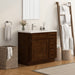 36" Modern Freestanding Oak Plywood Bathroom Vanity Base Only – Shaker Style Storage Cabinet with 2 Extension Drawers & Single Louvered Door VA40362R - HomeBeyond