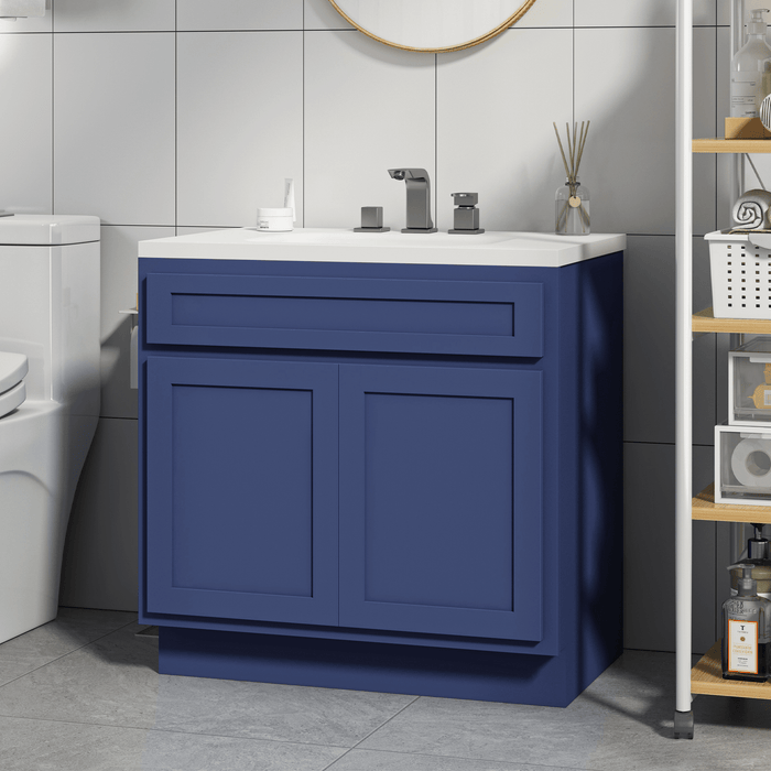 36" Modern Freestanding Oak Plywood Bathroom Vanity Base Only – Shaker Style Storage Cabinet with 2 Soft-Closing Doors VA4036 - HomeBeyond
