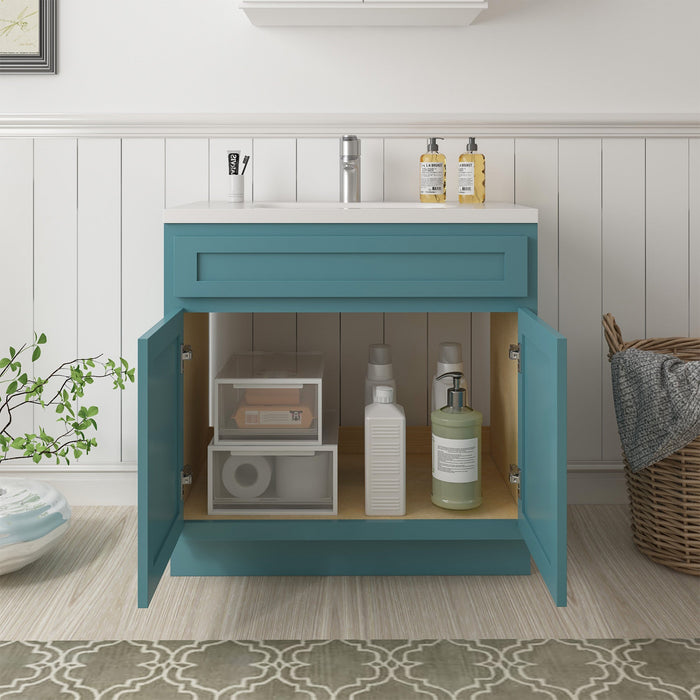 36" Modern Freestanding Oak Plywood Bathroom Vanity Base Only – Shaker Style Storage Cabinet with 2 Soft-Closing Doors VA4036 - HomeBeyond